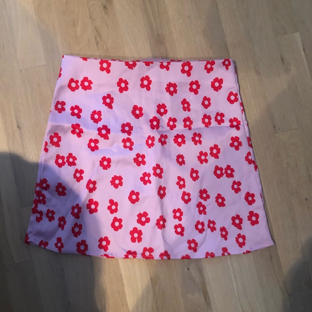 pink and red flower skirt